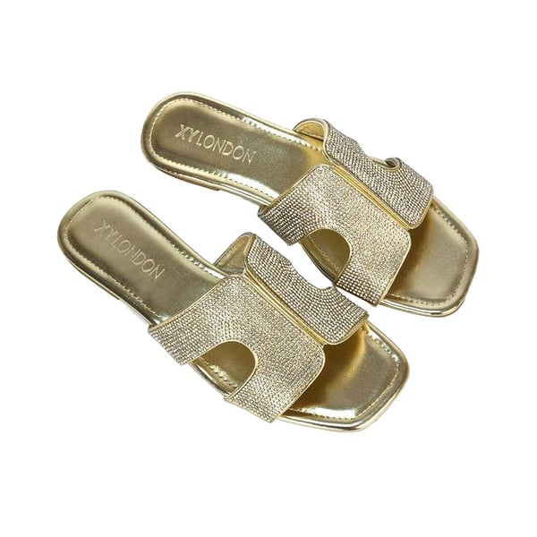 XY London Womens/Ladies Jamie Metallic Sparkly Diamante Flat Sandals