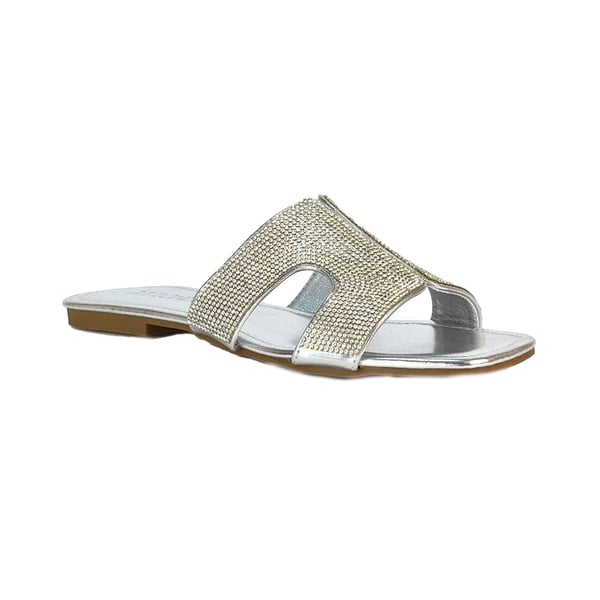 XY London Womens/Ladies Jamie Metallic Sparkly Diamante Flat Sandals XY London Womens/Ladies Jamie Metallic Sparkly Diamante Flat Sandals