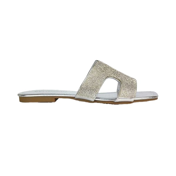 XY London Womens/Ladies Jamie Metallic Sparkly Diamante Flat Sandals