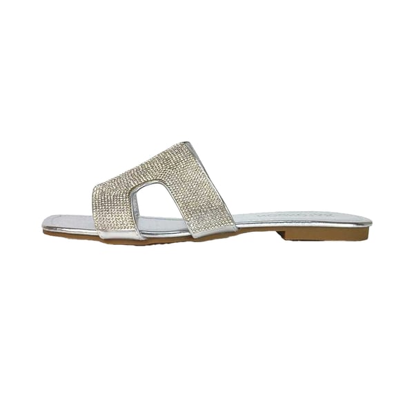 XY London Womens/Ladies Jamie Metallic Sparkly Diamante Flat Sandals