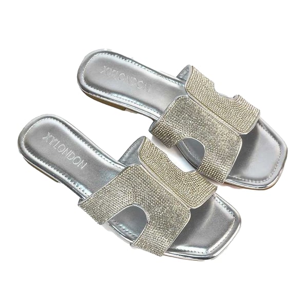 XY London Womens/Ladies Jamie Metallic Sparkly Diamante Flat Sandals