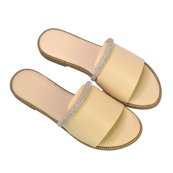 London Womens/Ladies Khai Rhinestone Diamante Flat Sliders