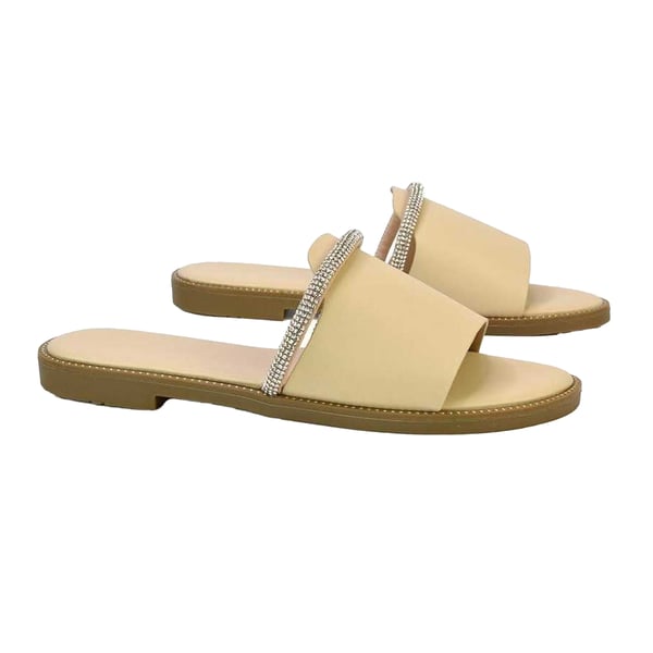 London Womens/Ladies Khai Rhinestone Diamante Flat Sliders