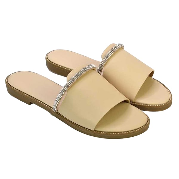 London Womens/Ladies Khai Rhinestone Diamante Flat Sliders