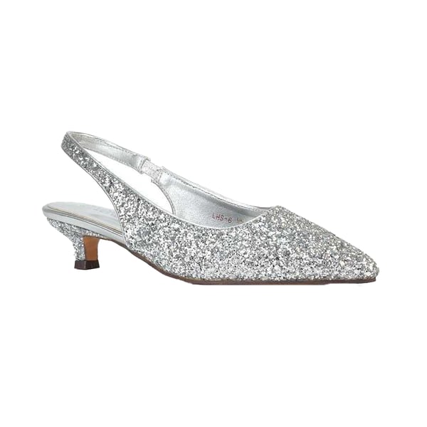 XY London Womens/Ladies Gerri Glitter Sling Back Kitten Heel Court Pumps XY London Womens/Ladies Gerri Glitter Sling Back Kitten Heel Court Pumps
