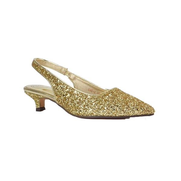 XY London Womens/Ladies Gerri Glitter Sling Back Kitten Heel Court Pumps