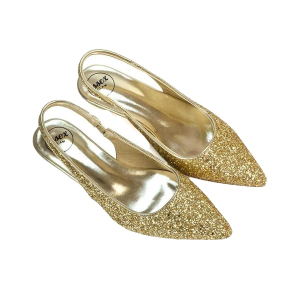 XY London Womens/Ladies Gerri Glitter Sling Back Kitten Heel Court Pumps
