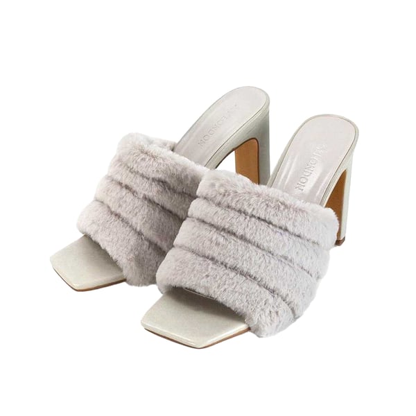 XY London Womens/Ladies Hunter Fluffy Slim Block Heel Mules