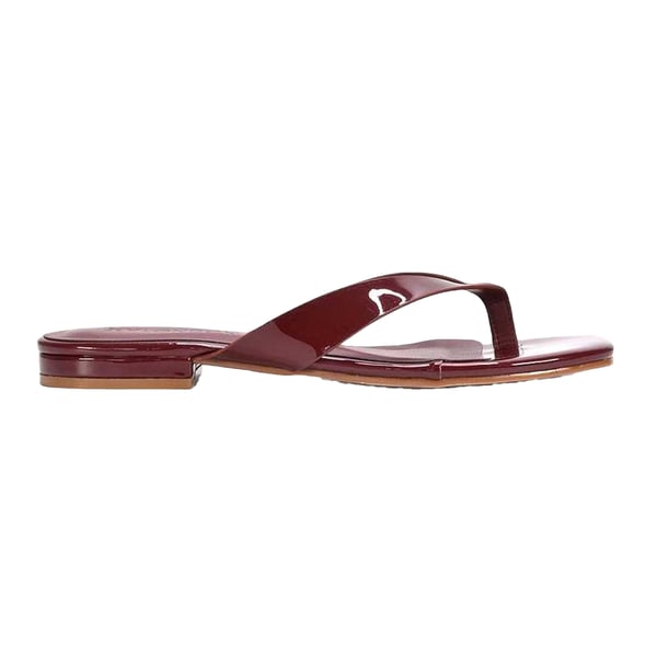 XY London Womens/Ladies Rio Patent Thong Strap Square Flip Flops