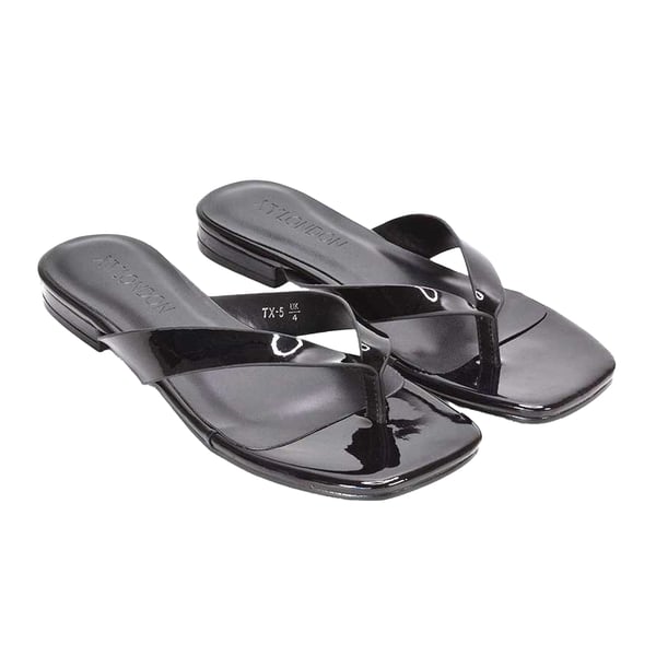 XY London Womens/Ladies Rio Patent Thong Strap Square Flip Flops