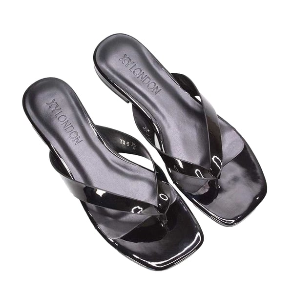 XY London Womens/Ladies Rio Patent Thong Strap Square Flip Flops