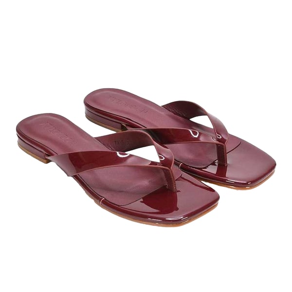 XY London Womens/Ladies Rio Patent Thong Strap Square Flip Flops