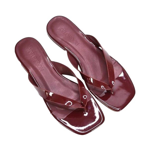 XY London Womens/Ladies Rio Patent Thong Strap Square Flip Flops