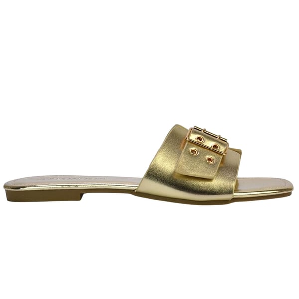 XY London Womens/Ladies Inez Buckle Metallic Square Toe Strappy Flat Sandals