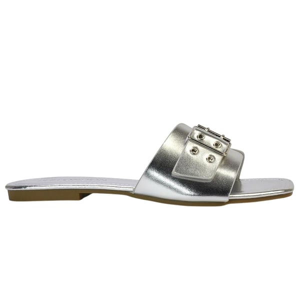 XY London Womens/Ladies Inez Buckle Metallic Square Toe Strappy Flat Sandals