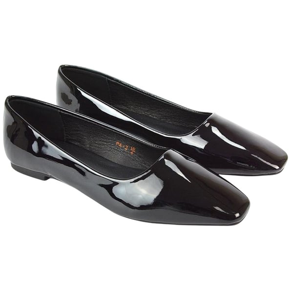 XY London Womens/Ladies Maci Patent Faux Leather Square Toe Ballerina Flats