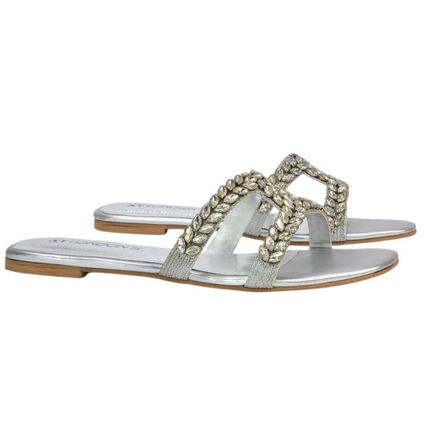 XY London Womens/Ladies Kane Diamante Square Toe Cut Out Flat Sandals