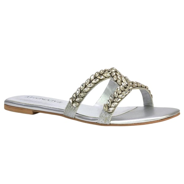 XY London Womens/Ladies Kane Diamante Square Toe Cut Out Flat Sandals