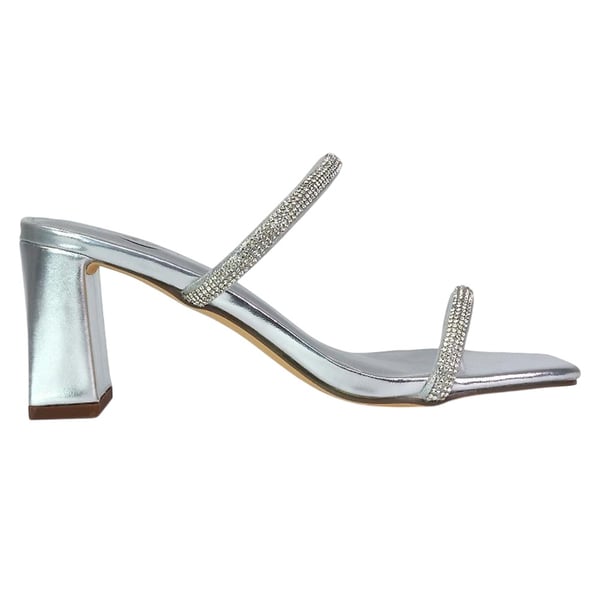 XY London Womens/Ladies Holden Diamante Metallic Medium Block Heel Mule Sandals