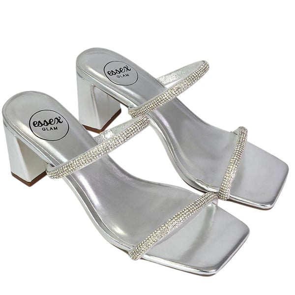 XY London Womens/Ladies Holden Diamante Metallic Medium Block Heel Mule Sandals