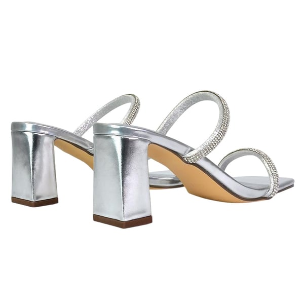 XY London Womens/Ladies Holden Diamante Metallic Medium Block Heel Mule Sandals