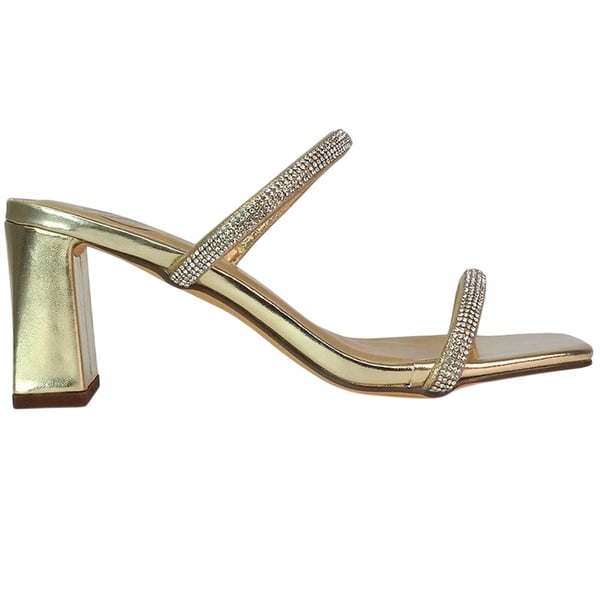 XY London Womens/Ladies Holden Diamante Metallic Medium Block Heel Mule Sandals