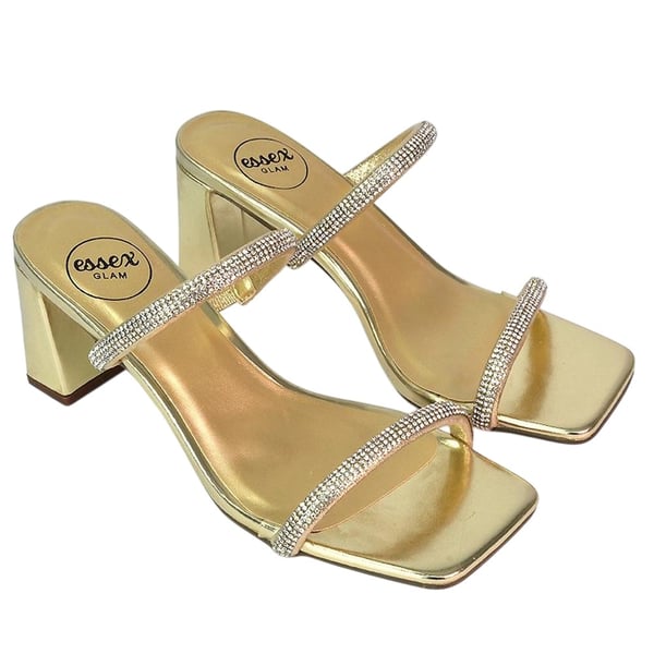 XY London Womens/Ladies Holden Diamante Metallic Medium Block Heel Mule Sandals