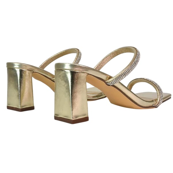 XY London Womens/Ladies Holden Diamante Metallic Medium Block Heel Mule Sandals