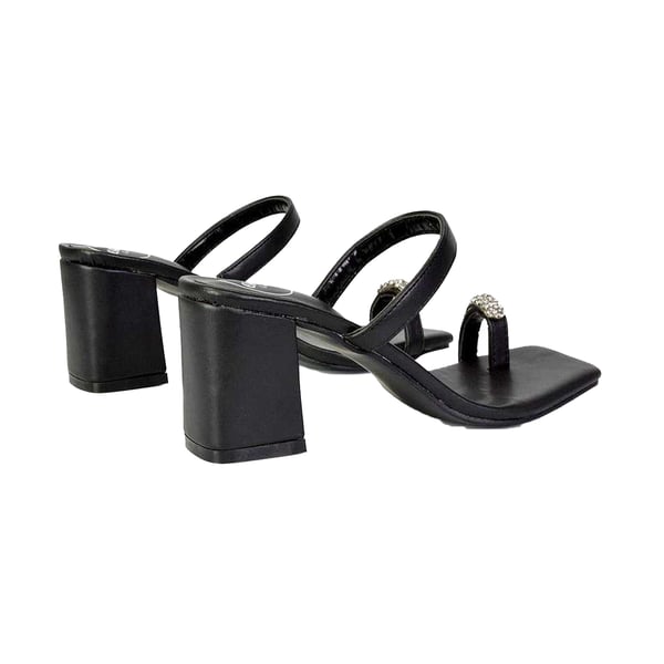 XY London Womens/Ladies Daiquiri Diamante Double Strap Medium Block Heel Mule Sandals
