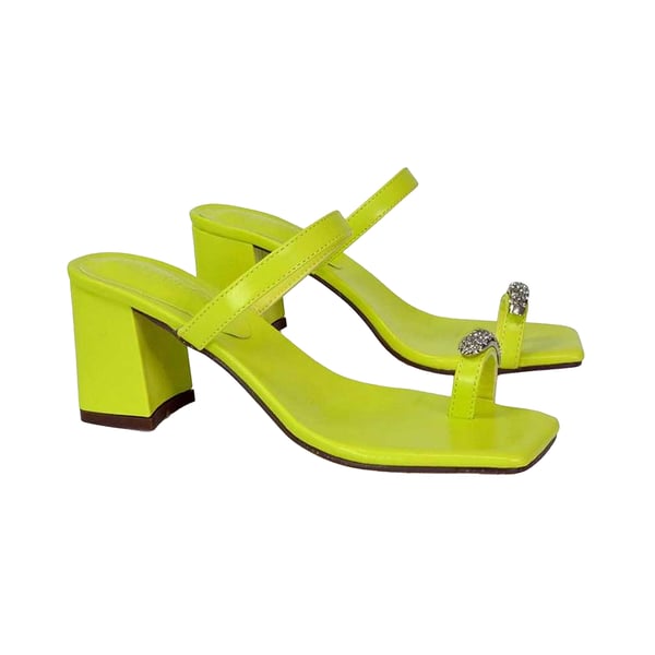 XY London Womens/Ladies Daiquiri Diamante Double Strap Medium Block Heel Mule Sandals