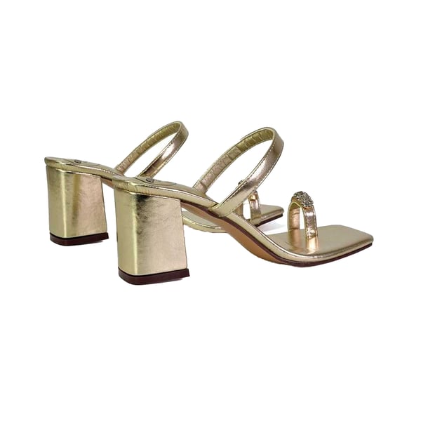 XY London Womens/Ladies Daiquiri Diamante Double Strap Medium Block Heel Mule Sandals