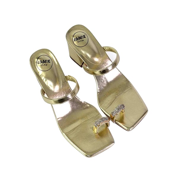 XY London Womens/Ladies Daiquiri Diamante Double Strap Medium Block Heel Mule Sandals