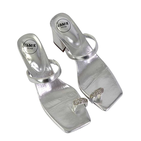 XY London Womens/Ladies Daiquiri Diamante Double Strap Medium Block Heel Mule Sandals