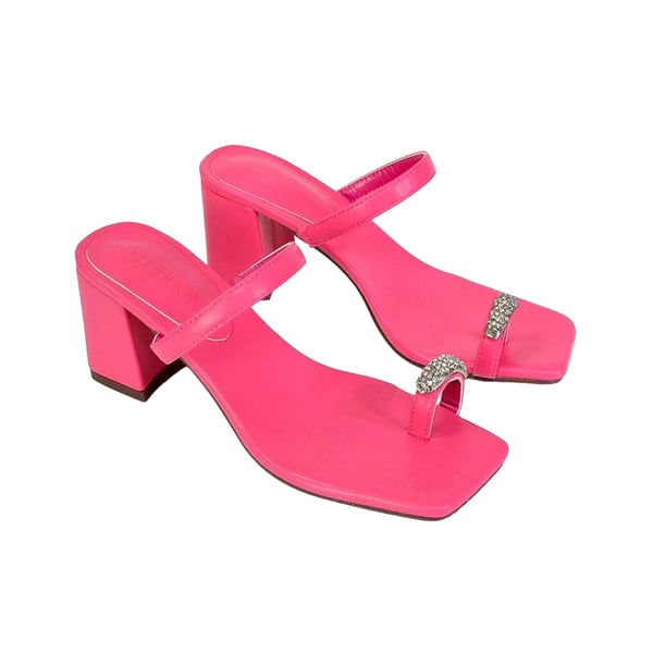 XY London Womens/Ladies Daiquiri Diamante Double Strap Medium Block Heel Mule Sandals