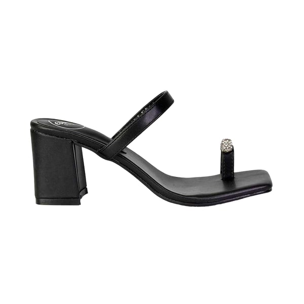 XY London Womens/Ladies Daiquiri Diamante Double Strap Medium Block Heel Mule Sandals