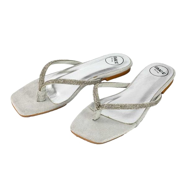 XY London Womens/Ladies Raina Diamante Thong Strap Flat Sliders