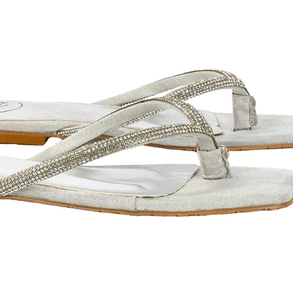XY London Womens/Ladies Raina Diamante Thong Strap Flat Sliders