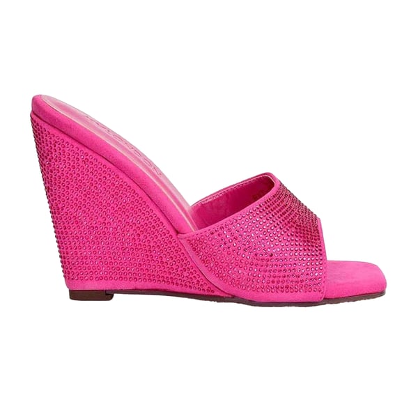 XY London Womens/Ladies Peggie Rhinestone Wedge Mules