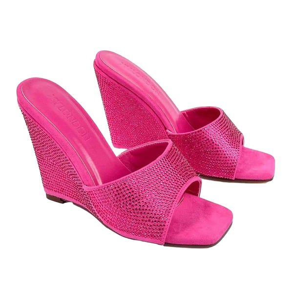 XY London Womens/Ladies Peggie Rhinestone Wedge Mules