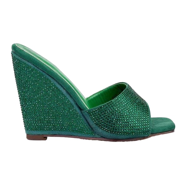 XY London Womens/Ladies Peggie Rhinestone Wedge Mules