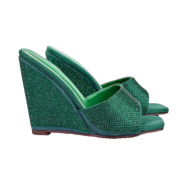 XY London Womens/Ladies Peggie Rhinestone Wedge Mules