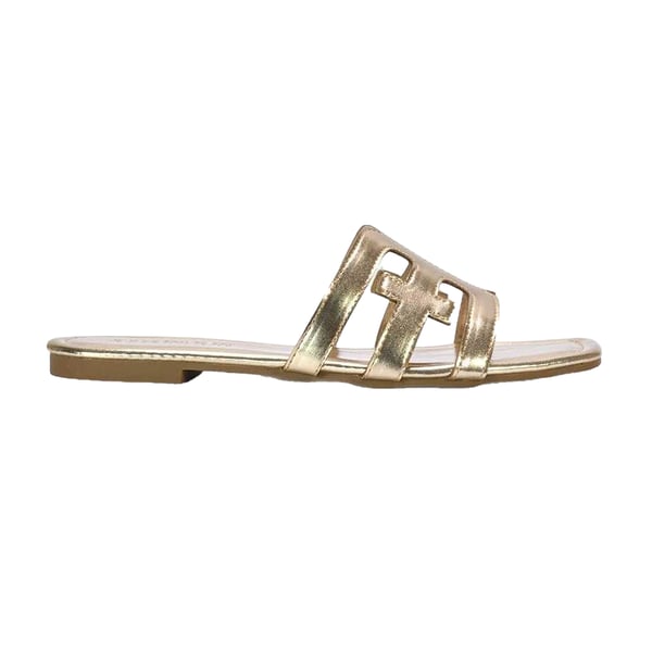 XY London Womens/Ladies Ellie Metallic Cut Out Strap Square Flat Sandals