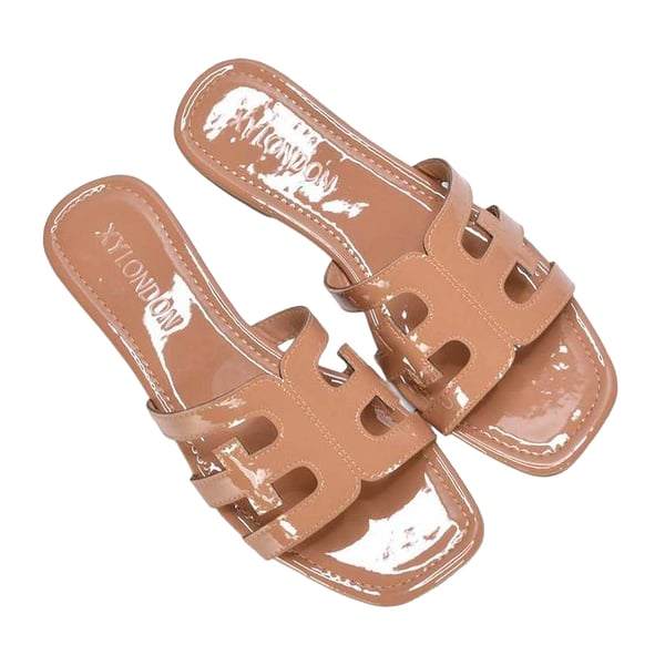 XY London Womens/Ladies Ellie Metallic Cut Out Strap Square Flat Sandals