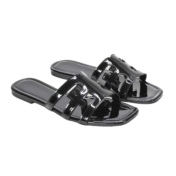 XY London Womens/Ladies Ellie Metallic Cut Out Strap Square Flat Sandals