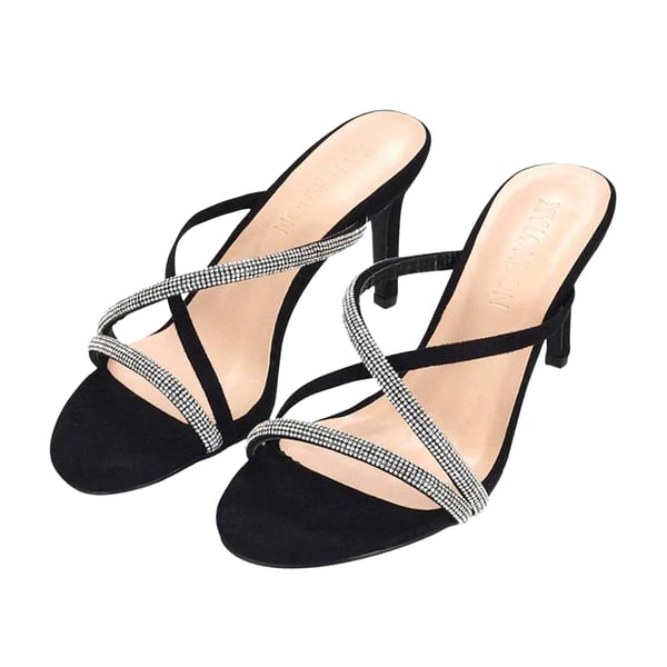 XY London Womens/Ladies Teddie Diamante Crossover Strap Mule Sandals