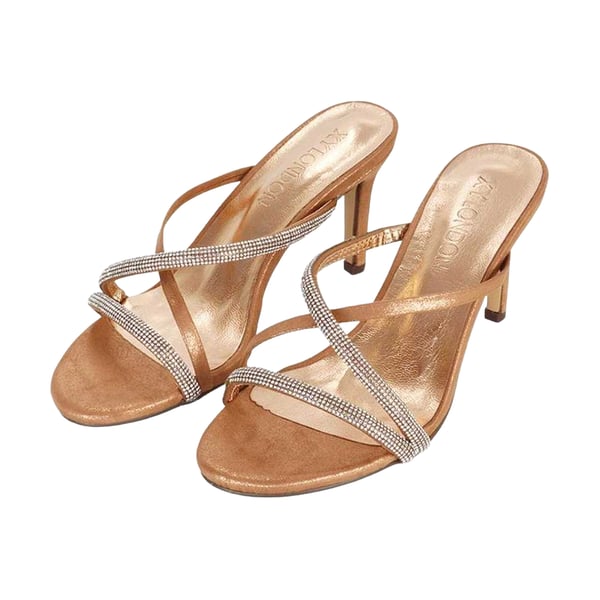 XY London Womens/Ladies Teddie Diamante Crossover Strap Mule Sandals