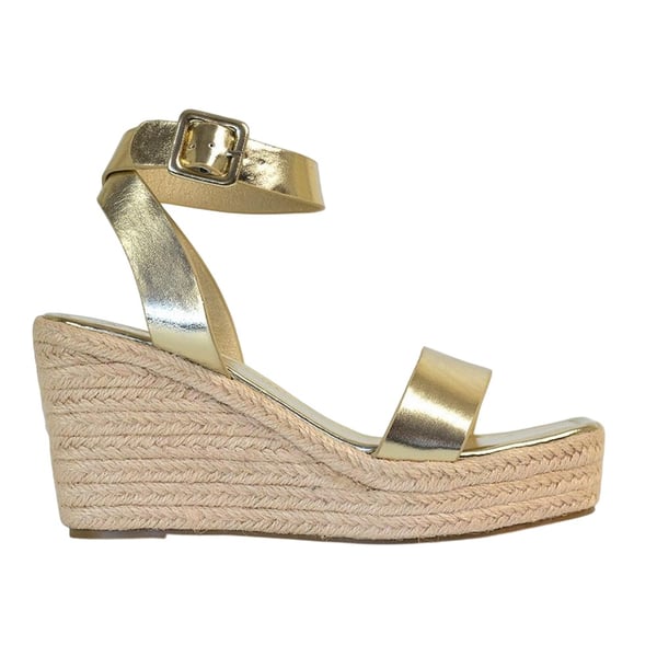 XY London Womens/Ladies Linda Woven Metallic Platform Wedge Sandals