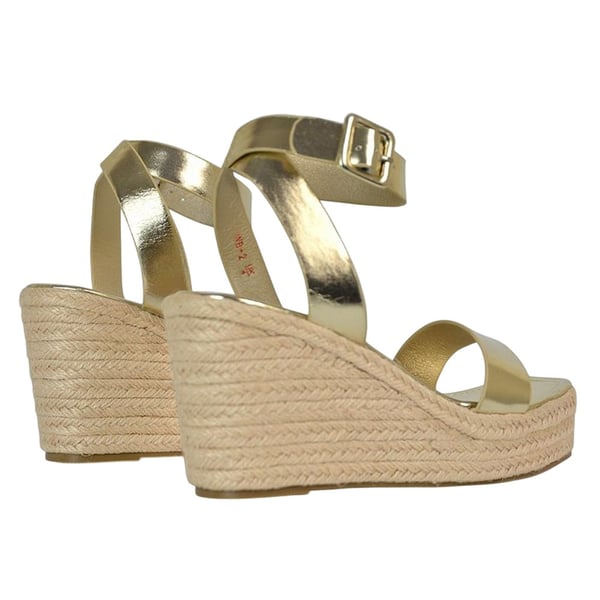 XY London Womens/Ladies Linda Woven Metallic Platform Wedge Sandals