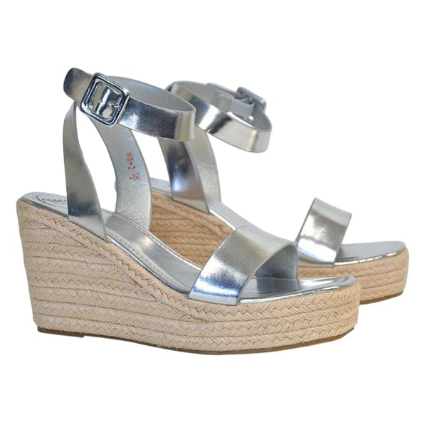 XY London Womens/Ladies Linda Woven Metallic Platform Wedge Sandals