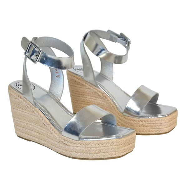XY London Womens/Ladies Linda Woven Metallic Platform Wedge Sandals